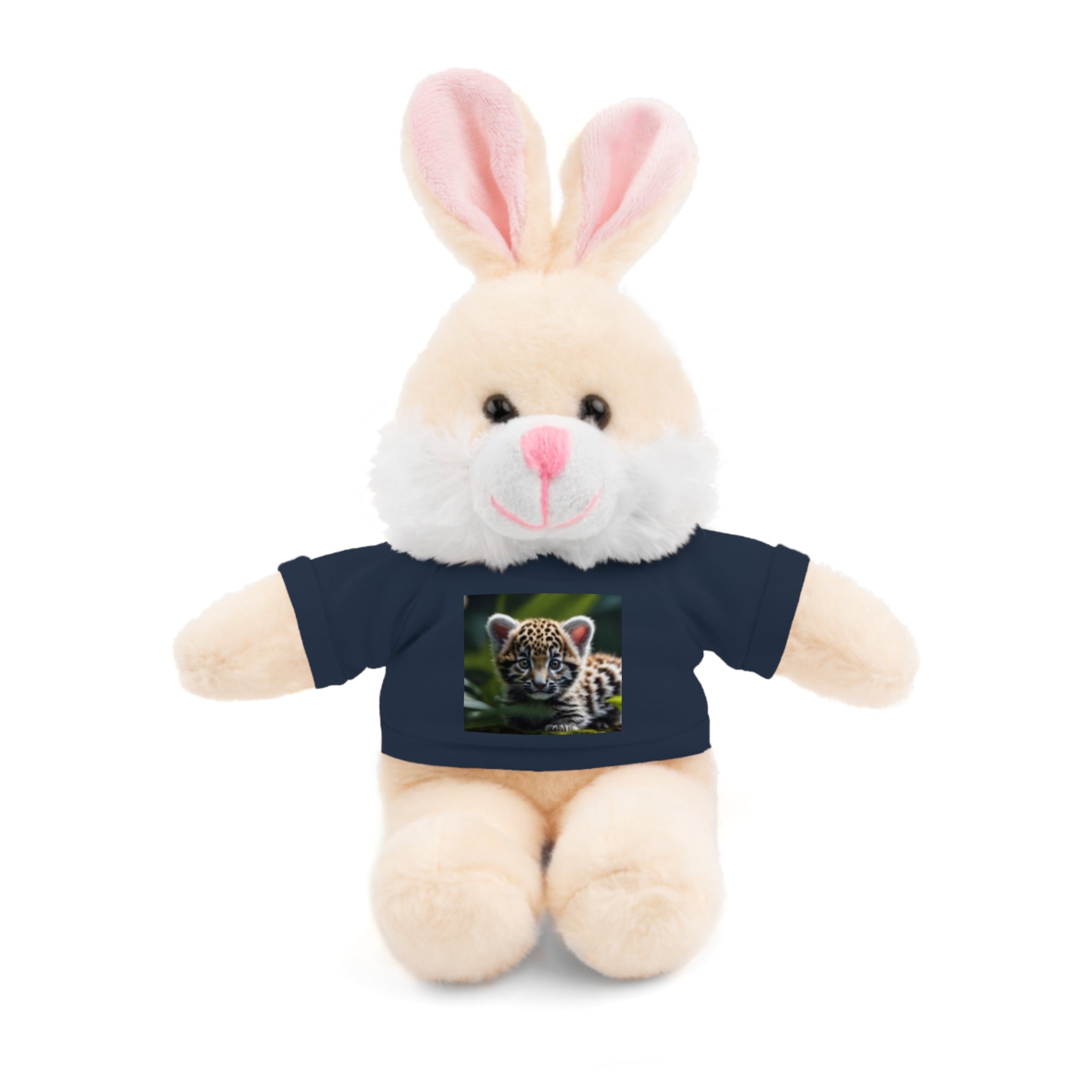 Plush Teddy Bear with Leopard Cub Tee — Cute Animal Gift for Kids & Wildlife Lovers
