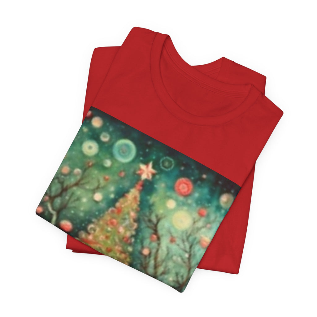 Vintage Christmas Tree Tee — Holiday Village Scenic T‑Shirt
