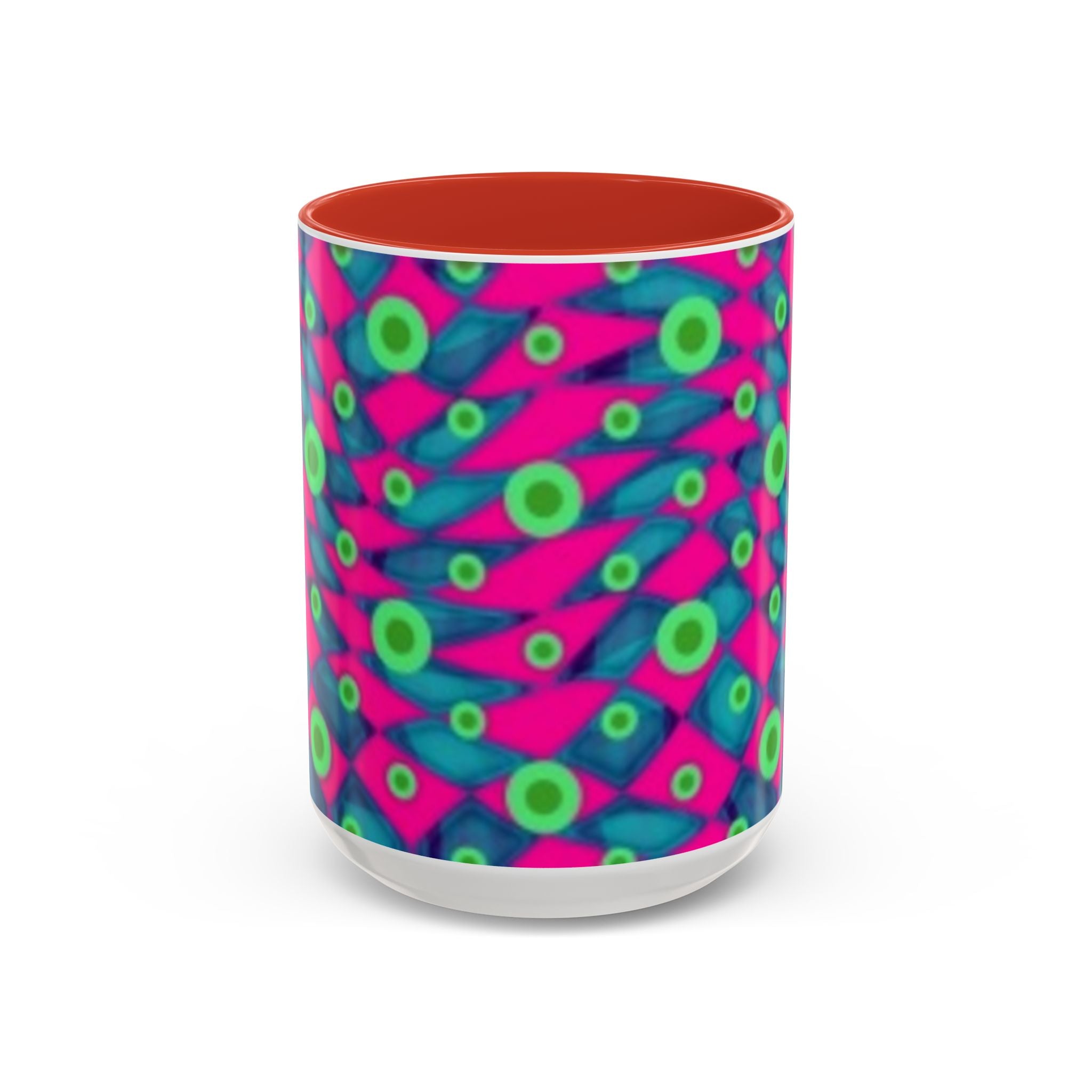 Abstract Neon Pattern Coffee Mug — Vibrant Retro Geometric Accent Mug (11/15oz)