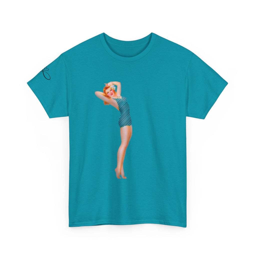 Pinup Girl Graphic T-shirt & Fast Car — Retro 1950s Bathing Beauty T-Shirt