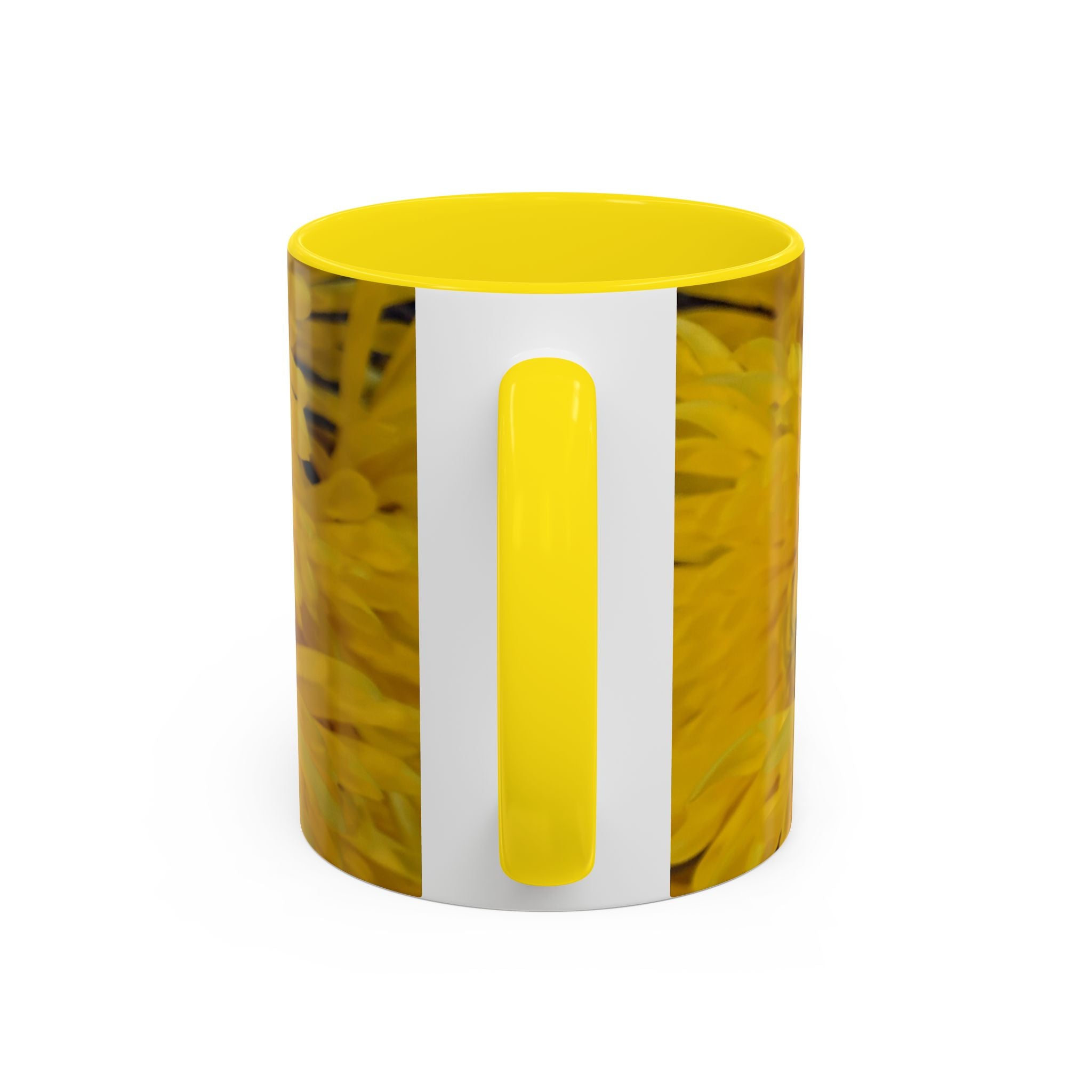 Yellow Chrysanthemum Accent Coffee Mug — Floral 11/15oz Tea Cup