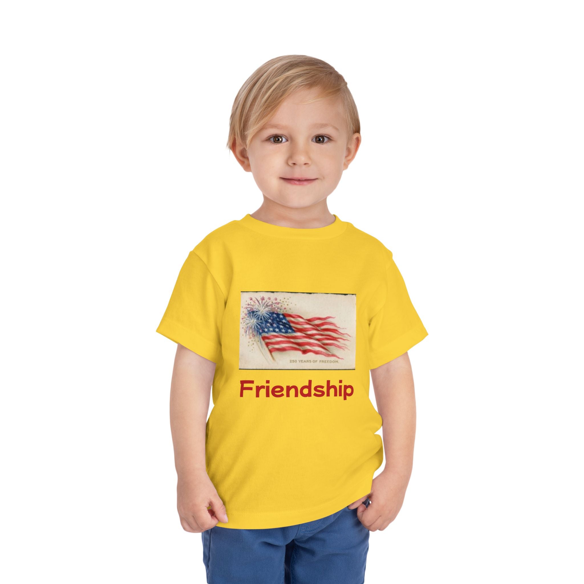 Toddler Short Sleeve T-shirt USA Flag & Cartoon Dogs