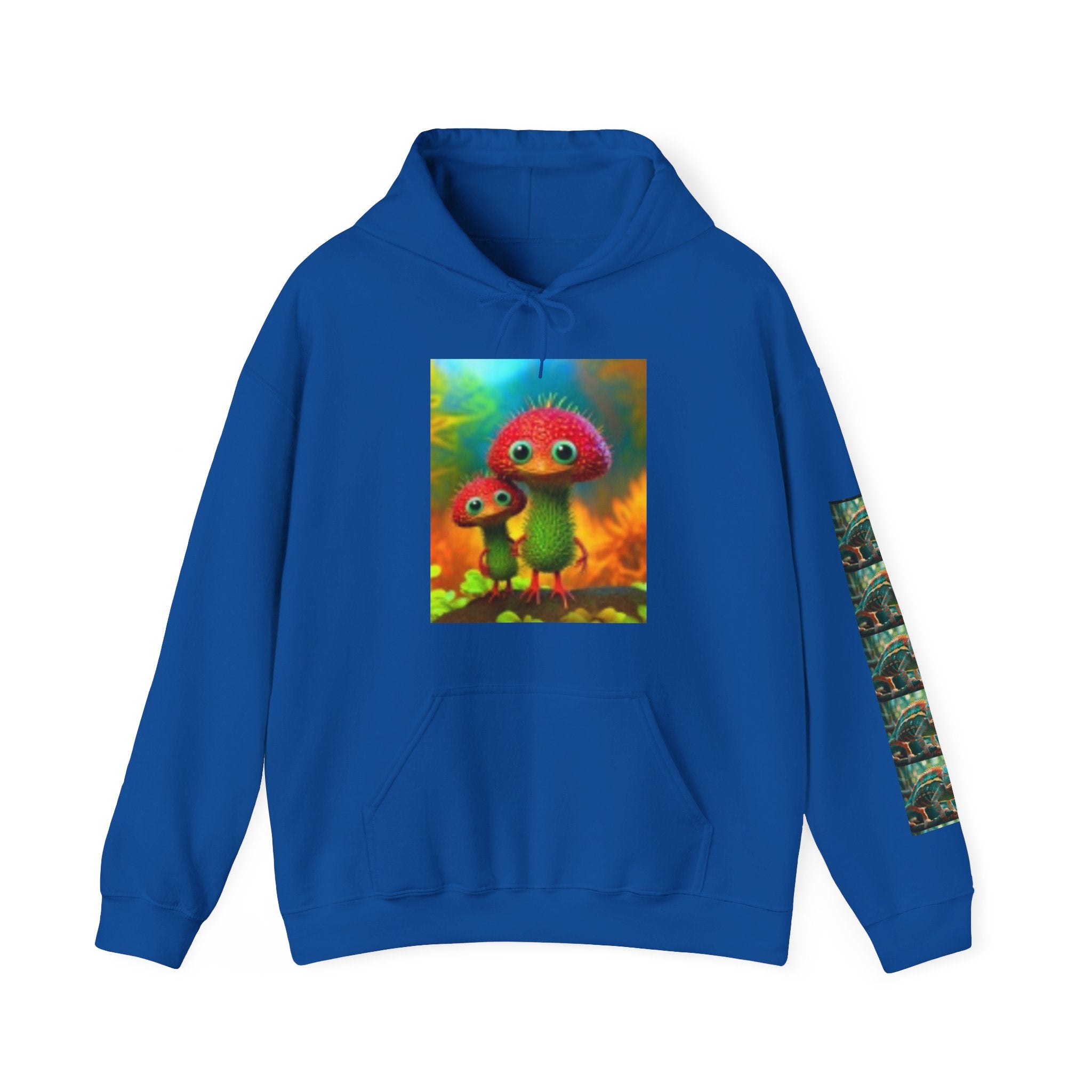Sweat à capuche « Créatures de champignons psychédéliques » — Pull d'art fractal coloré
