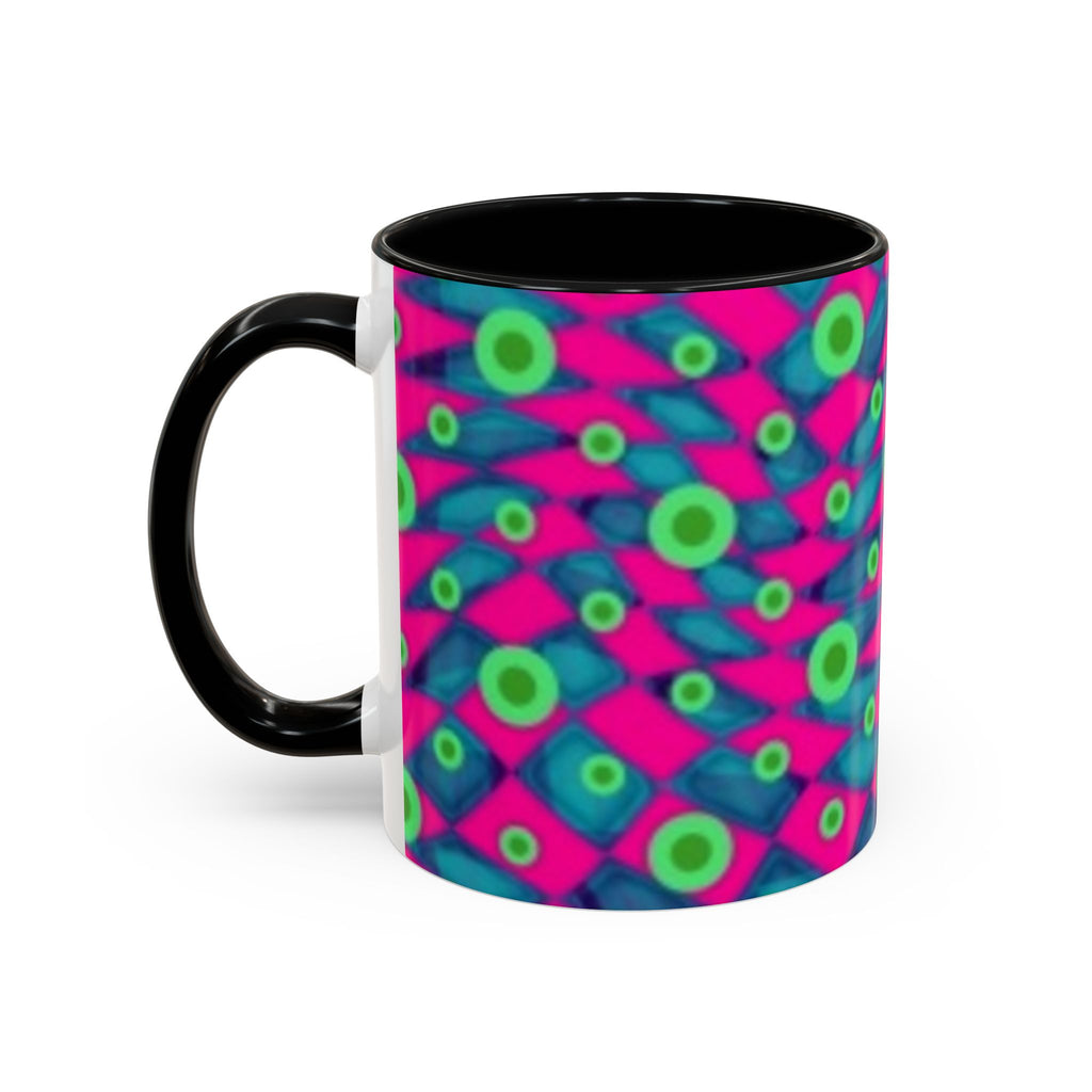 Abstract Neon Pattern Coffee Mug — Vibrant Retro Geometric Accent Mug (11/15oz)
