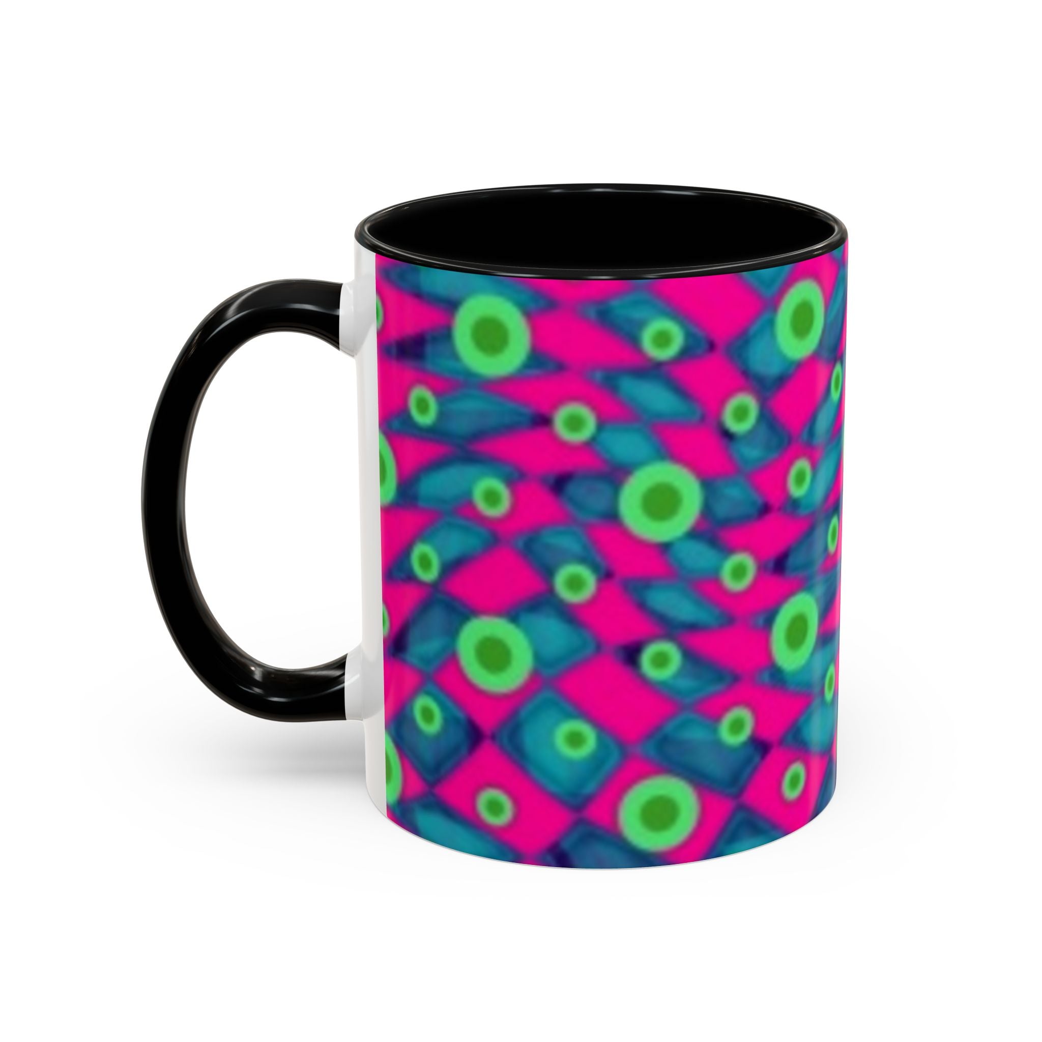 Abstract Neon Pattern Coffee Mug — Vibrant Retro Geometric Accent Mug (11/15oz)