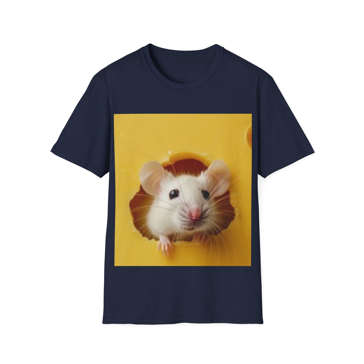T-Shirt — Cute White Mouse Photo Tee (Peek-a-Boo Rodent Crewneck)