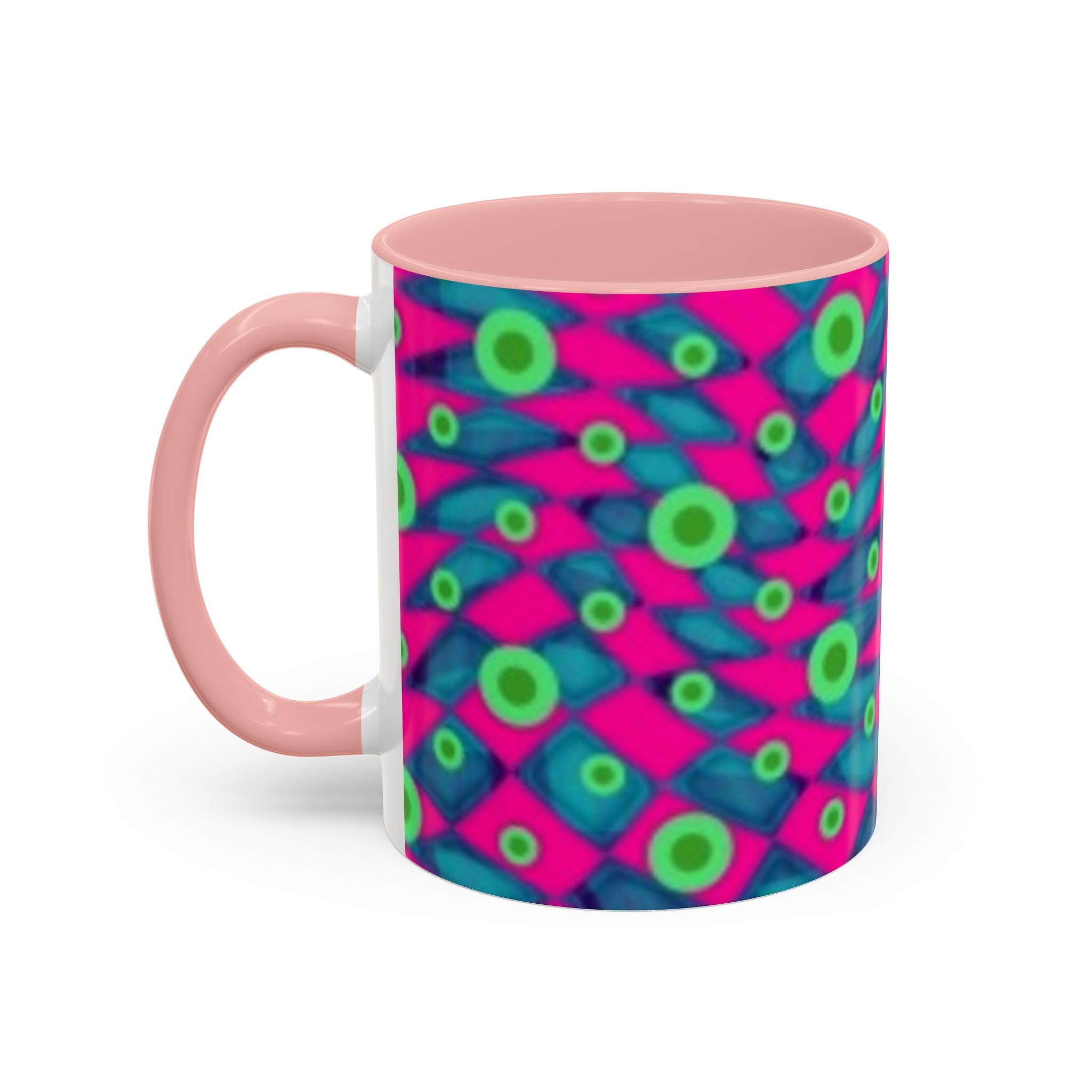Abstract Neon Pattern Coffee Mug — Vibrant Retro Geometric Accent Mug (11/15oz)