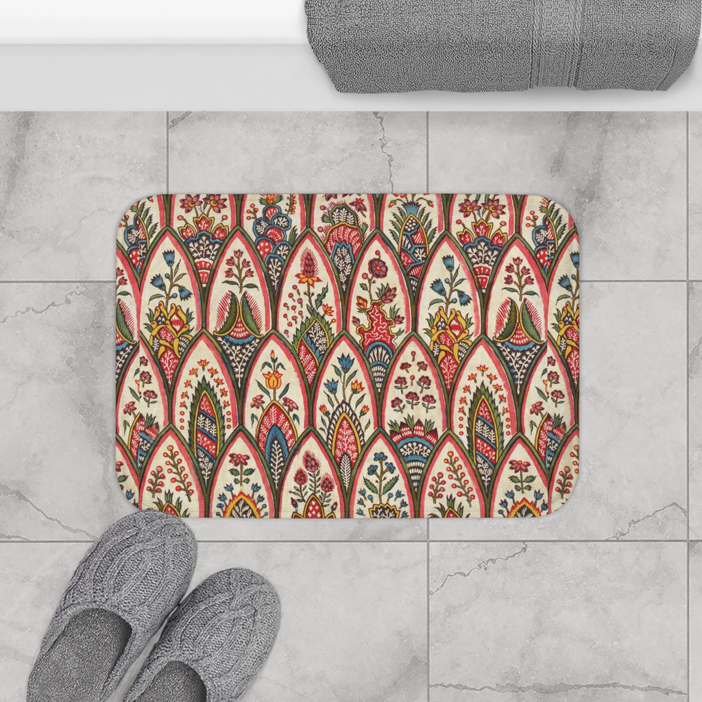 Botanical Paisley Bath Mat — Vintage Floral Pattern Rug for Bathroom