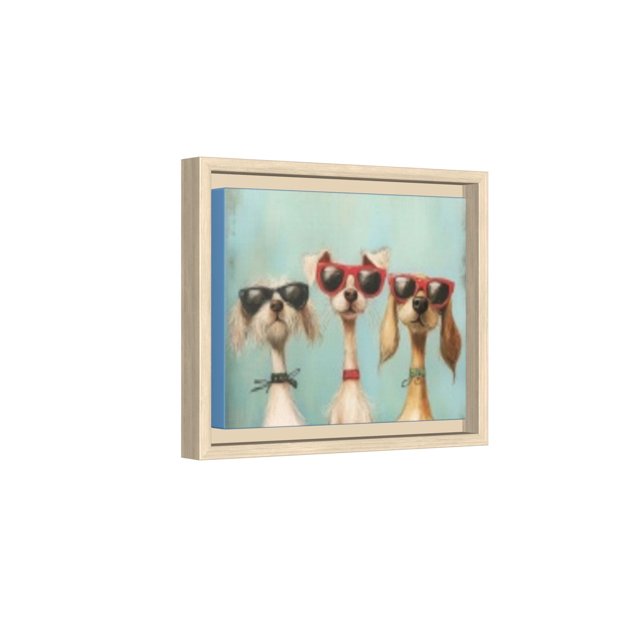 Framed Matte Canvas — Three Cool Dogs in Sunglasses Wall Art
