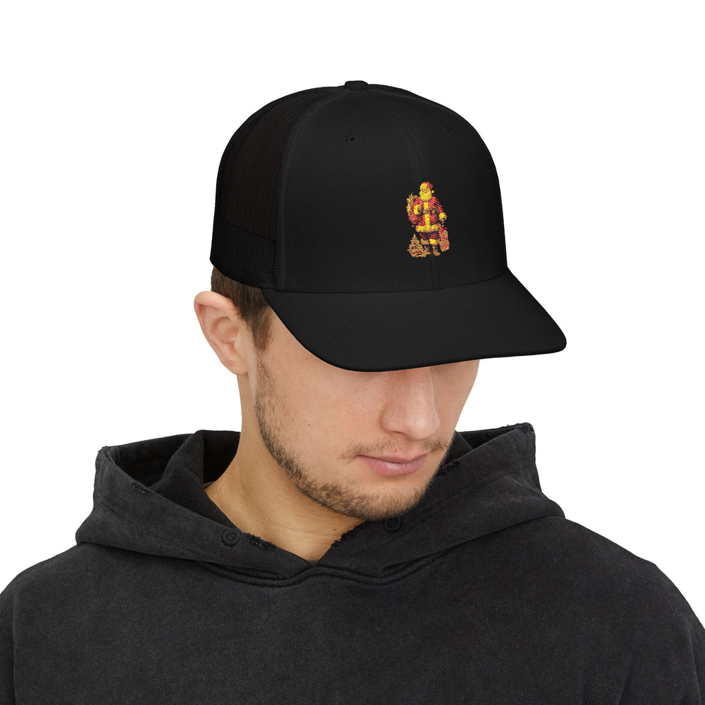 Santa Claus Embroidered Trucker Cap — Retro Holiday Snapback Hat
