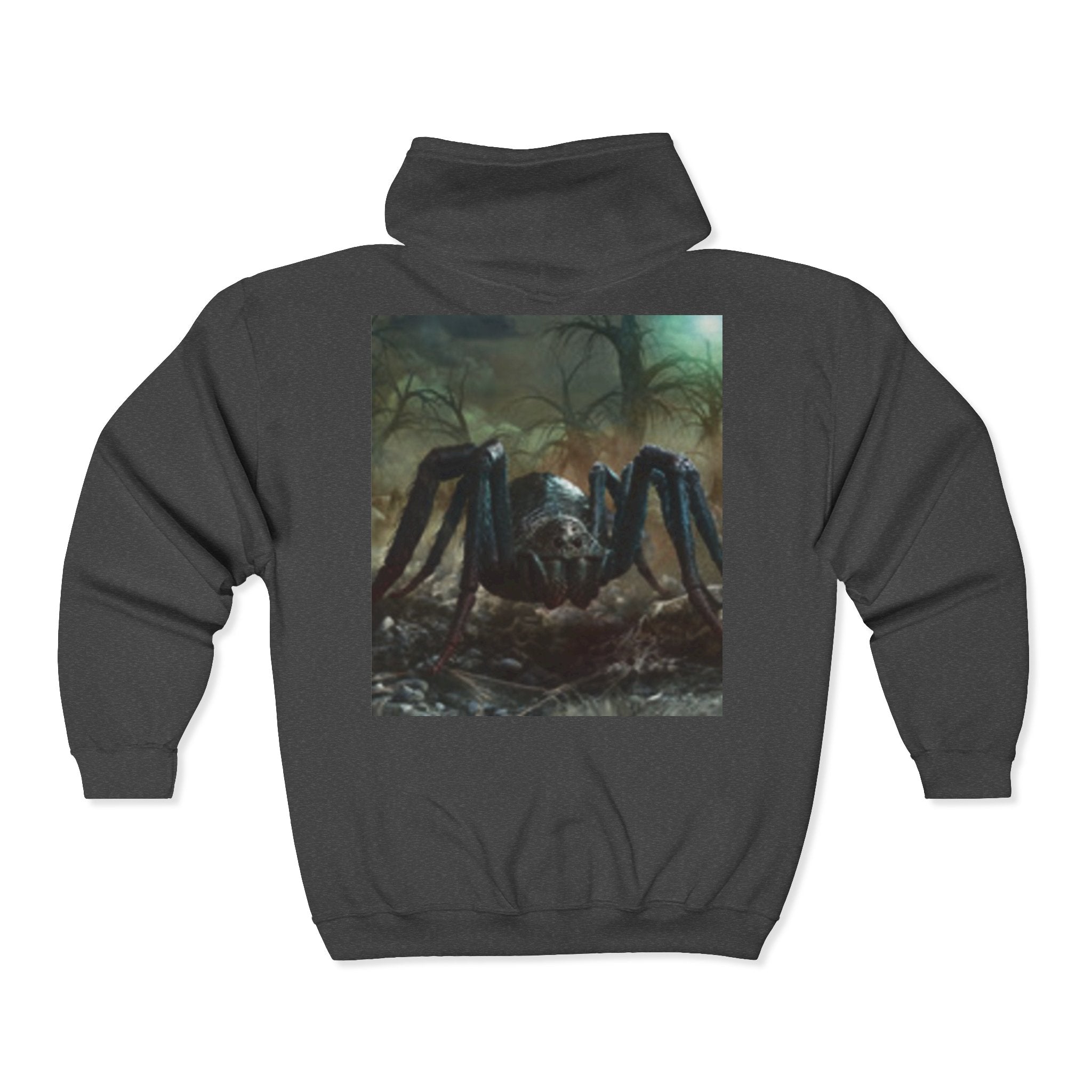 Sweat à capuche zippé Sun Emblem avec imprimé araignée gothique au dos