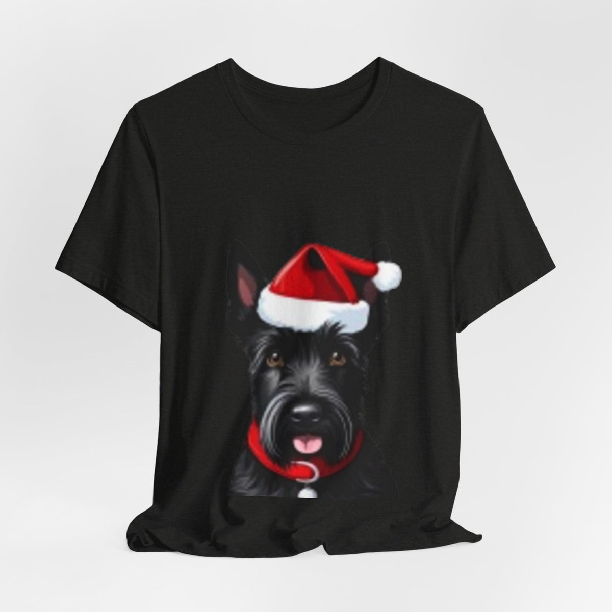 Scottish Terrier Christmas Tee — Cute Scottie Dog Wearing Santa Hat
