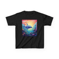 Kids Dolphin Sunset & Shells T-Shirt — Colorful Underwater Ocean Scene