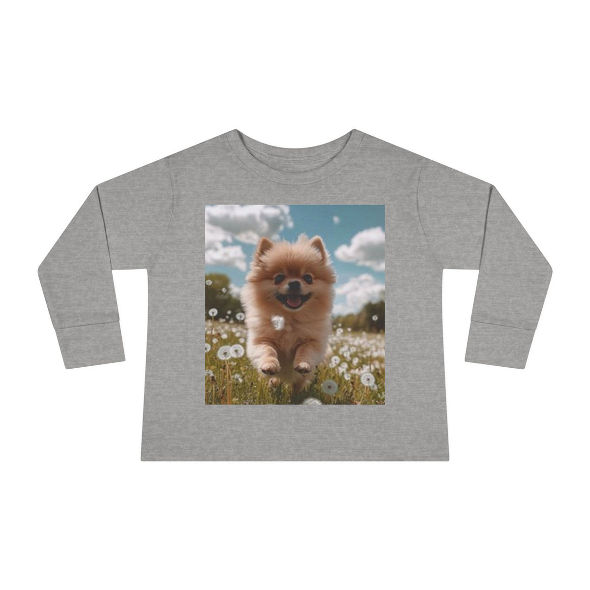 Toddler Tee — Puppy Running through Wildflowers Sleeve Shirt for Kids