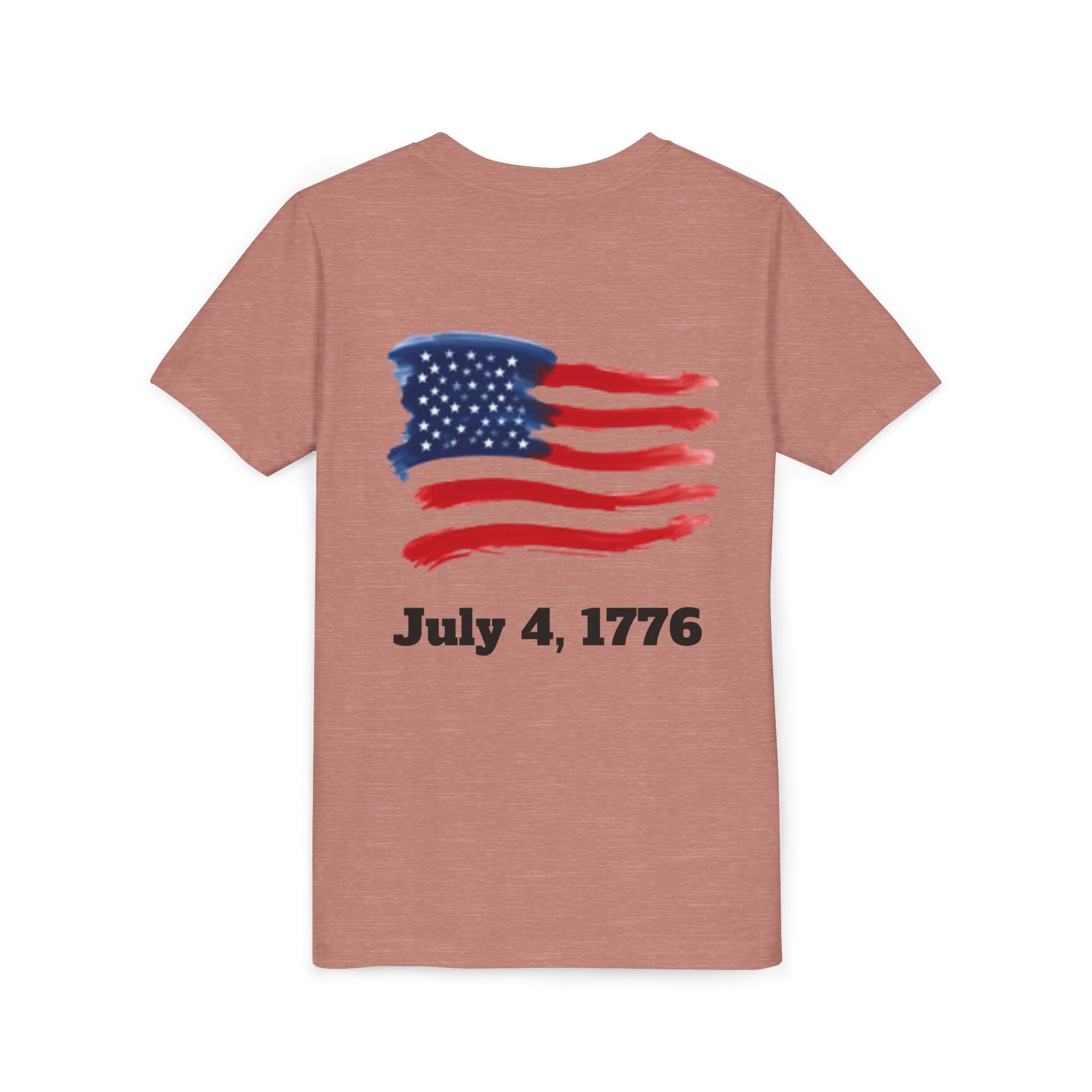 Youth T-shirt — Watercolor Rainbow & Paint Stroke American Flag Kids Shirt