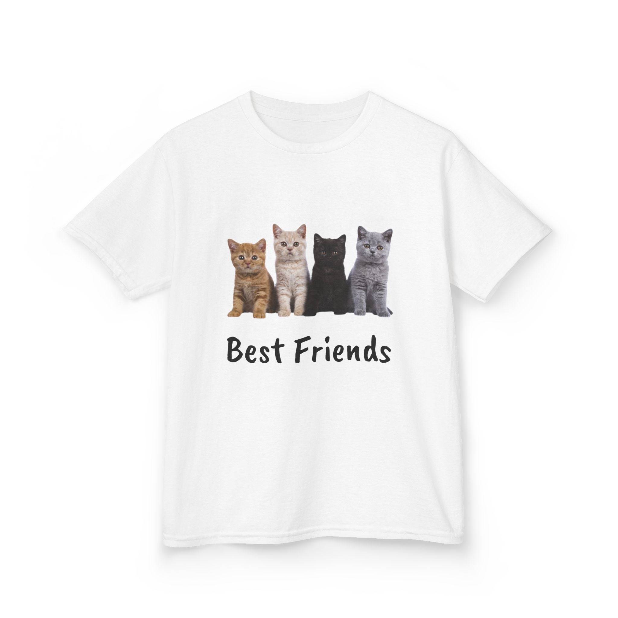 Kids Cat Paw T-Shirt — Cute Kitten Row Front & Paw Prints Back