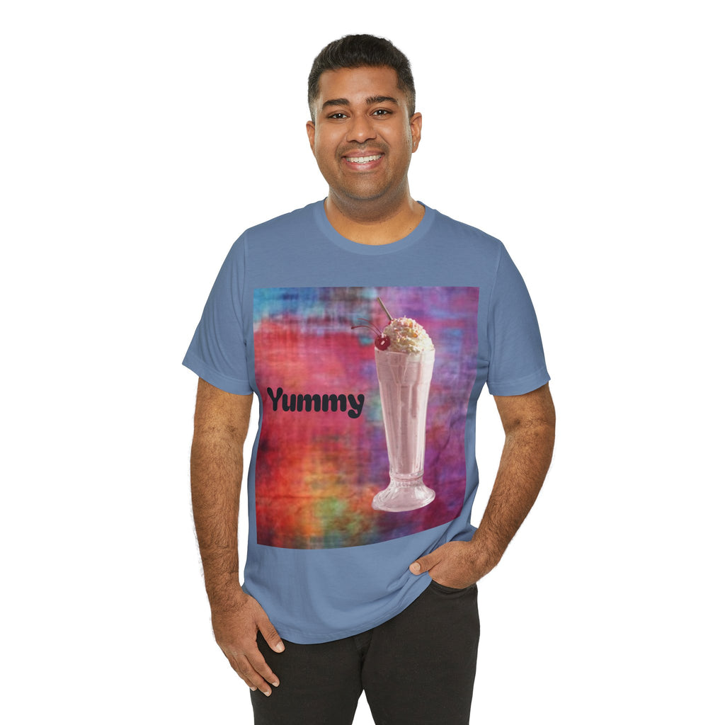 Yummy Strawberry Milkshake Tee - Retro Colorful Ice Cream Soda Graphic T-Shirt
