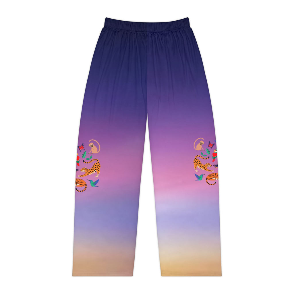 Tropical Jungle Women's Pajama Pants — Colorful Toucan, Tiger & Monkey All-Over Print