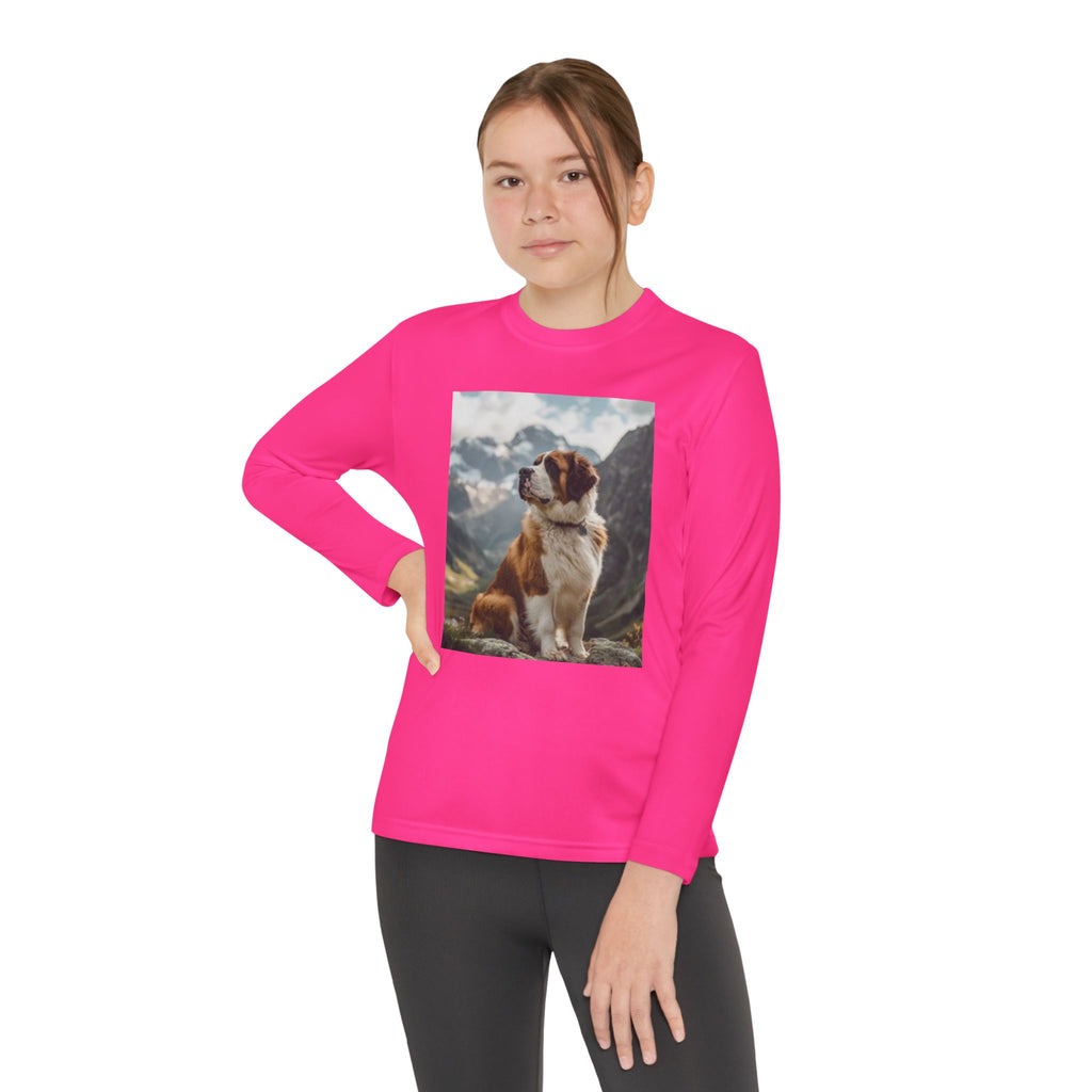 Youth Long Sleeve Tee — St. Bernard Mountain Dog Print