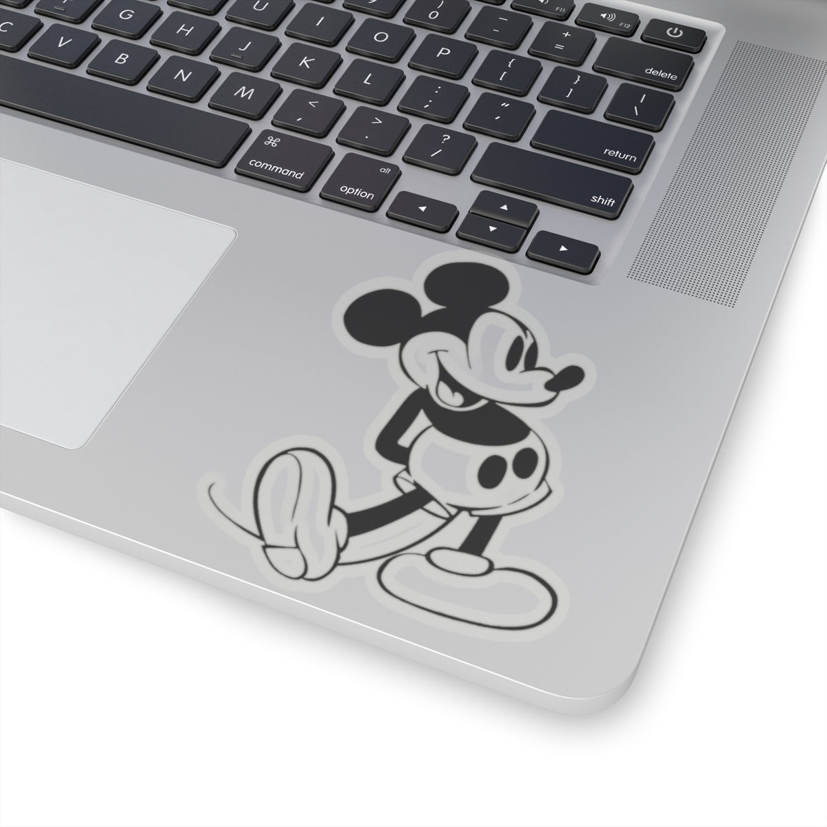 Vintage Cartoon Mouse Sticker — Retro Black & White Kiss-Cut Decal for Laptops, Water Bottles, and Scrapbooks