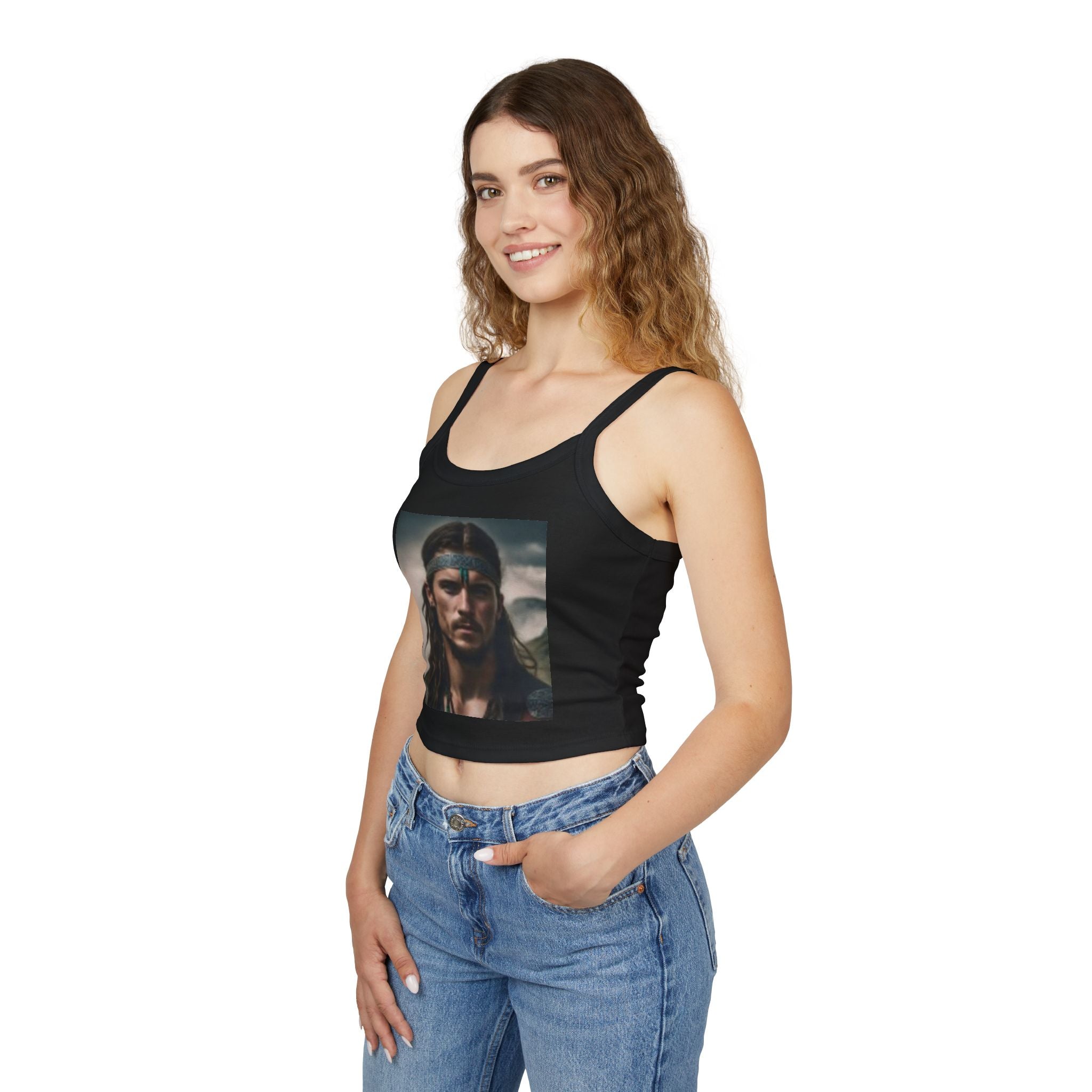 Wolf Spirit Crop Tank — Boho Native-Inspired Women's Spaghetti Strap Top