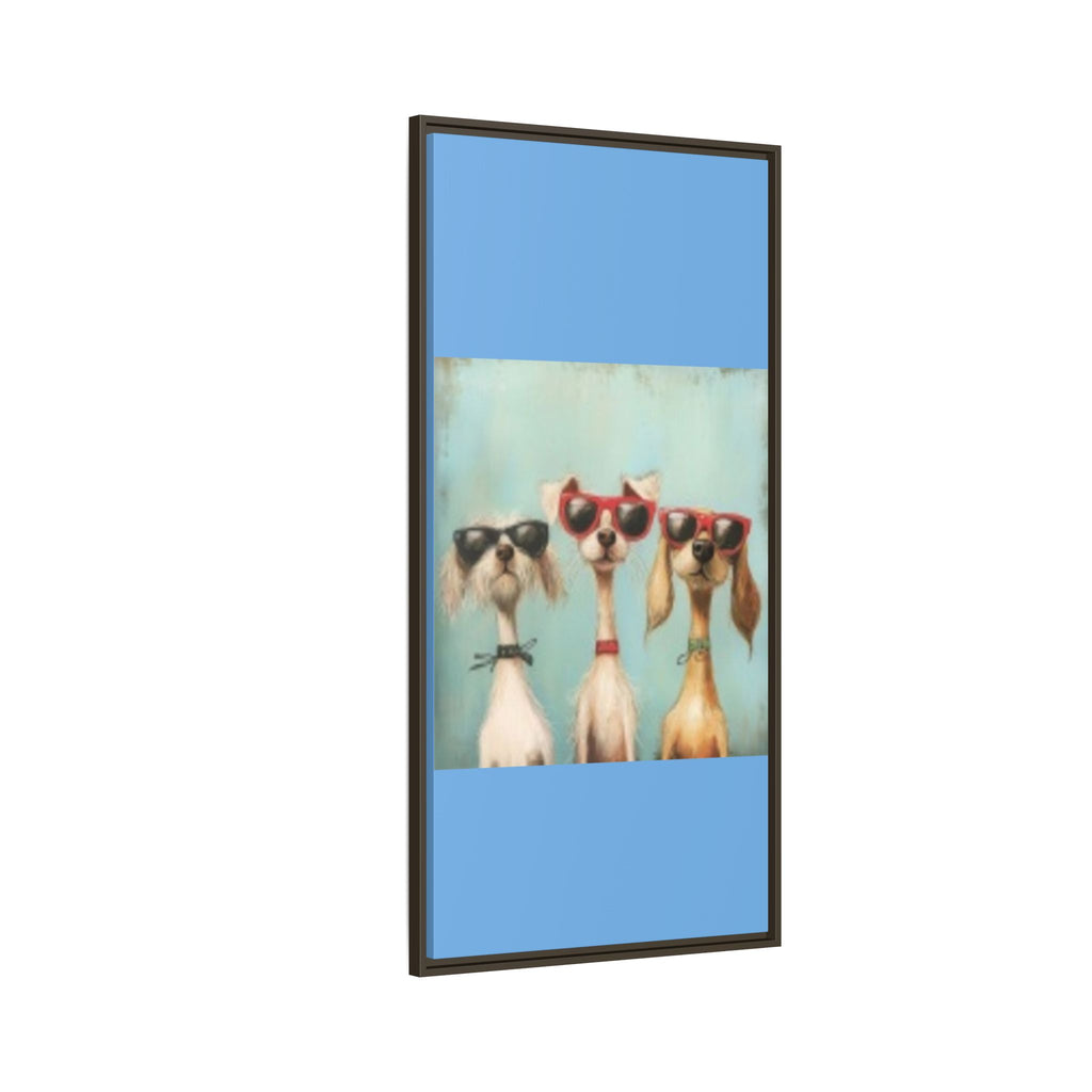 Framed Matte Canvas — Three Cool Dogs in Sunglasses Wall Art