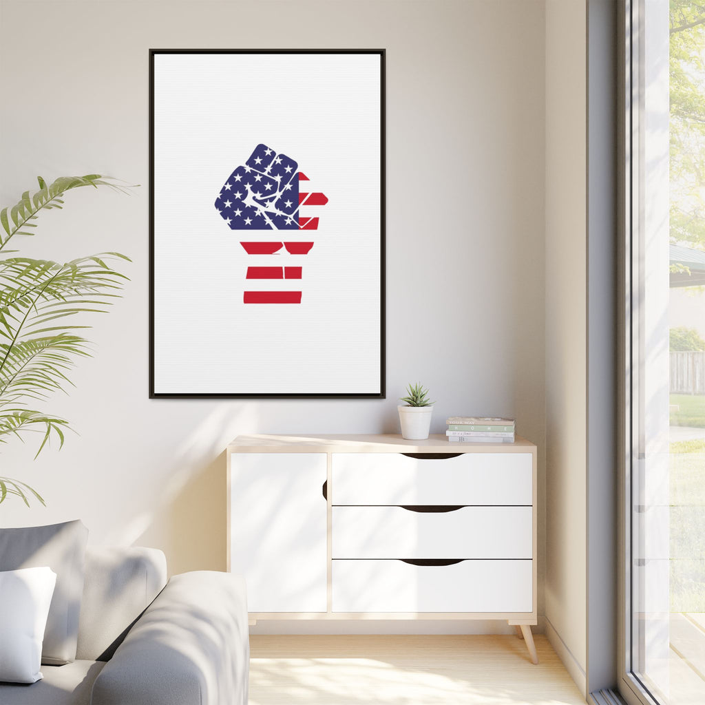 Framed Canvas Print – American Flag Fist Wall Art