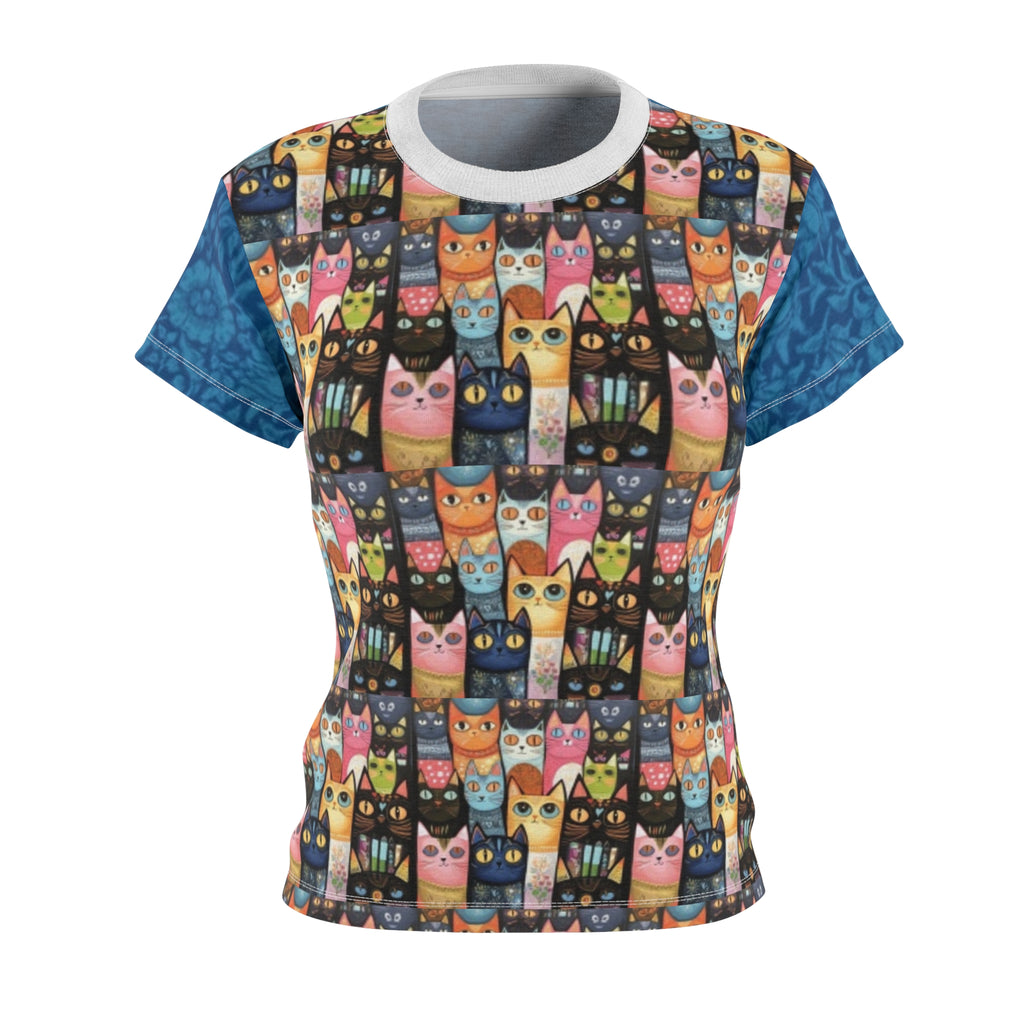 Women's Cute Colorful Cat Print T-shirt —Looking Fabulous