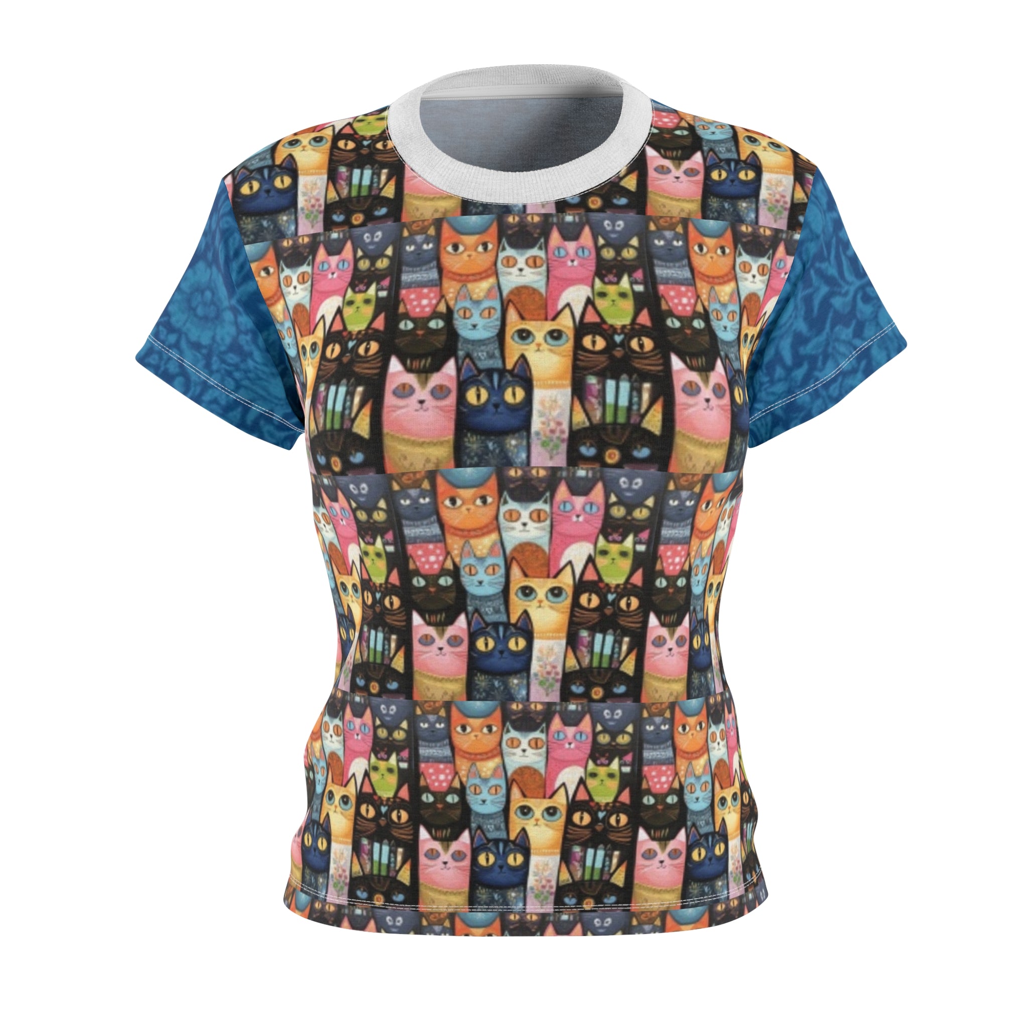 Women's Cute Colorful Cat Print T-shirt —Looking Fabulous