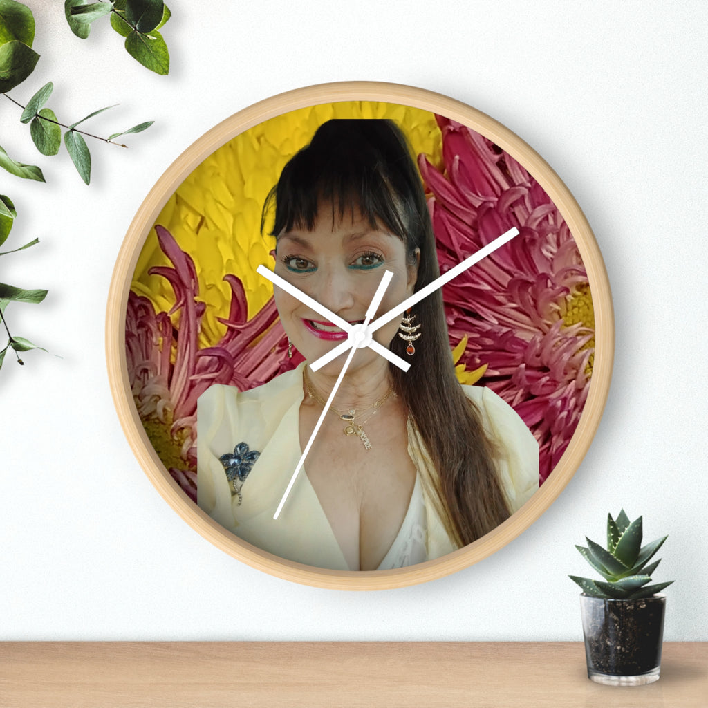 Mary Jordan Wall Clock – Bright Yellow & Pink Decorative Timepiece