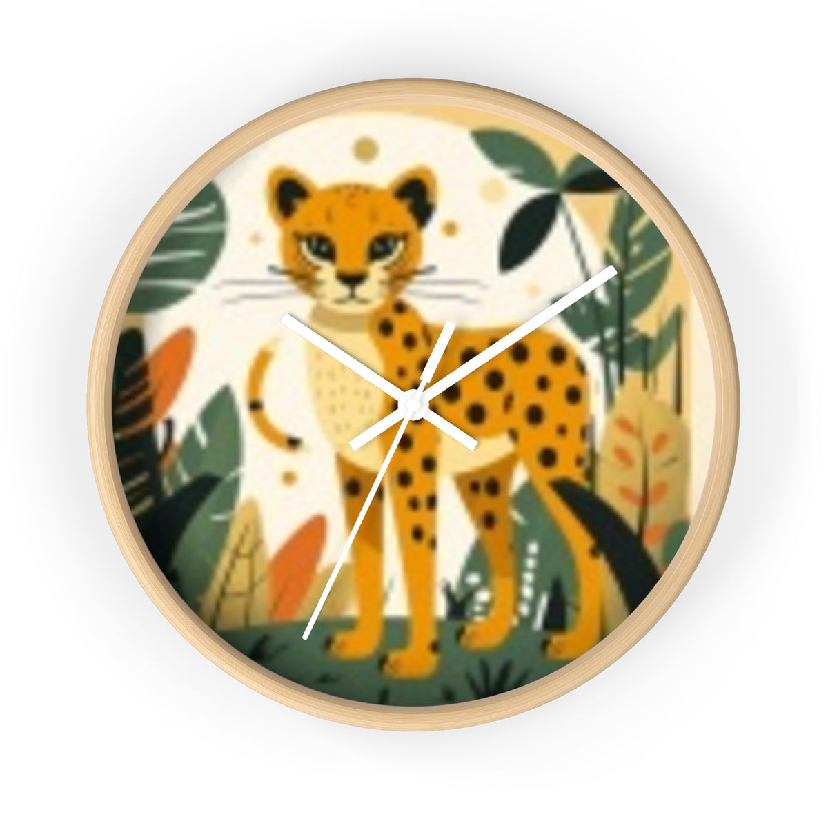 Cheetah Jungle Wall Clock — Cute Safari Nursery & Children  Decor