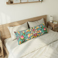 Decorative Body Pillow — Floral Damask & Pink Leopard Accent Lumbar Pillow