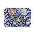 Blue Floral William Morris–Style Bath Mat — Vintage Botanical Bathroom Rug