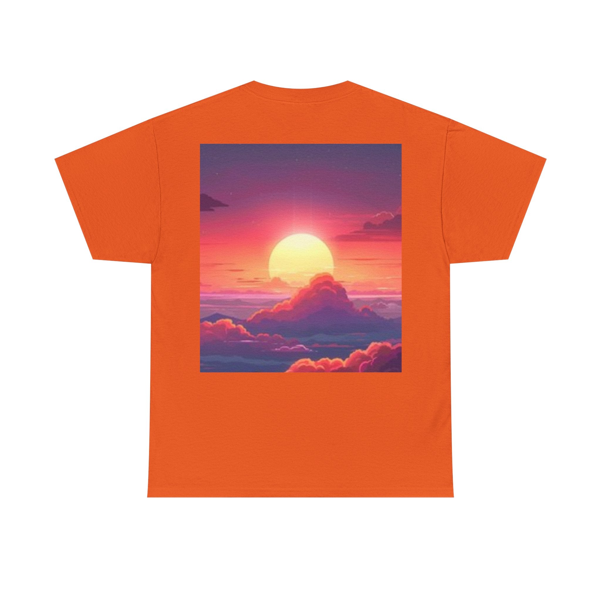 Mythic Sunset Portrait Tee — Artistic Goddess & Vibrant Sunset Graphic T-Shirt