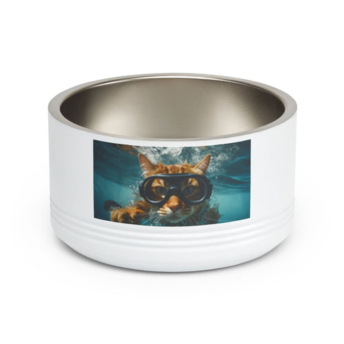 18oz Pet Bowl — Playful Diving Cat & Labradors  Design Stainless Steel Water & Food Dish