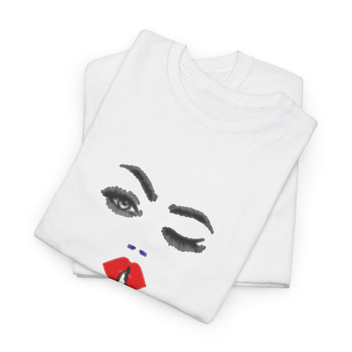 Wink & Shh Graphic Tee — Red Lips Fashion T-Shirt