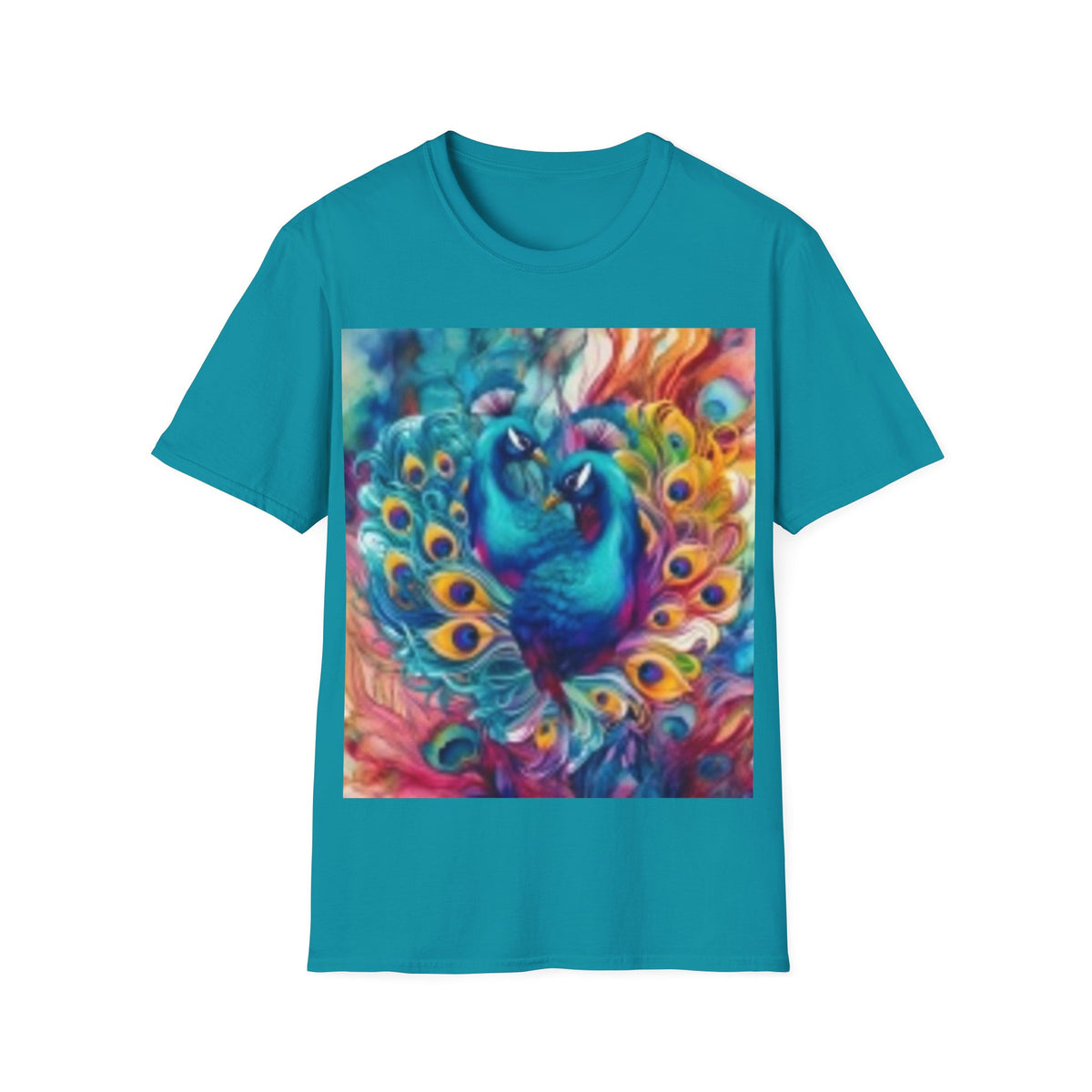 Two Peacock T-Shirt — Colorful Vibrant Peacock Art Tee