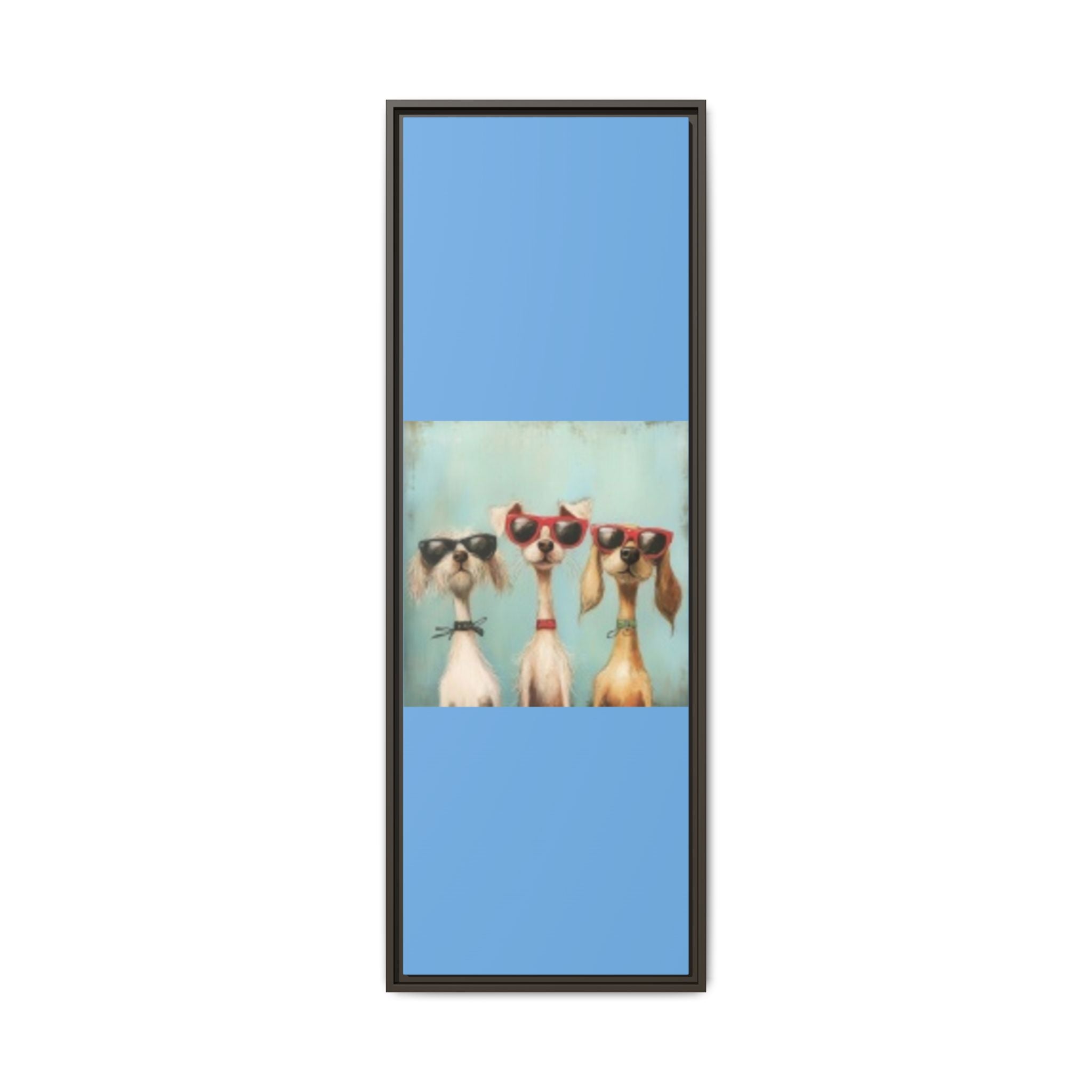 Framed Matte Canvas — Three Cool Dogs in Sunglasses Wall Art