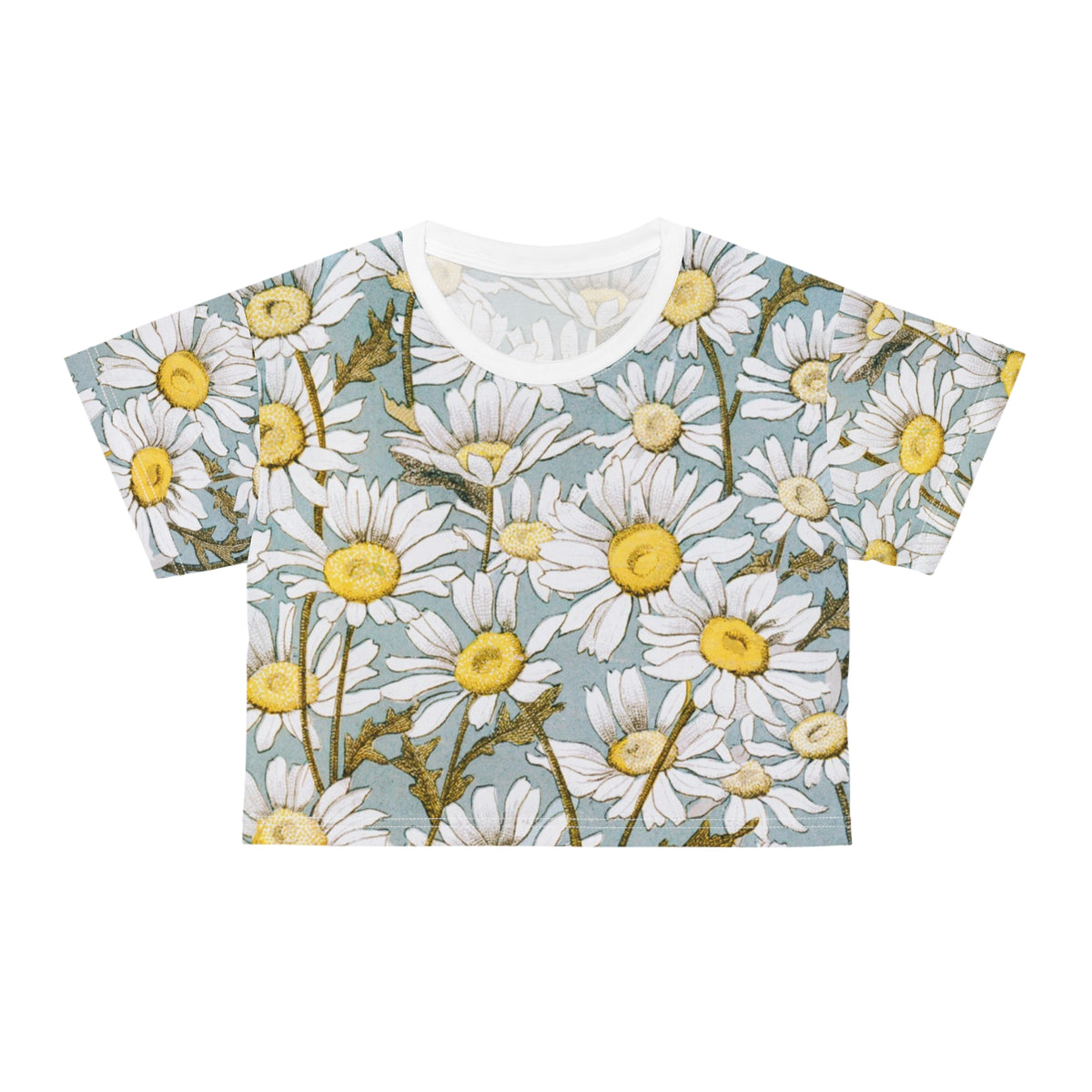 Daisy Field Crop Tee — All-Over Print Floral Top