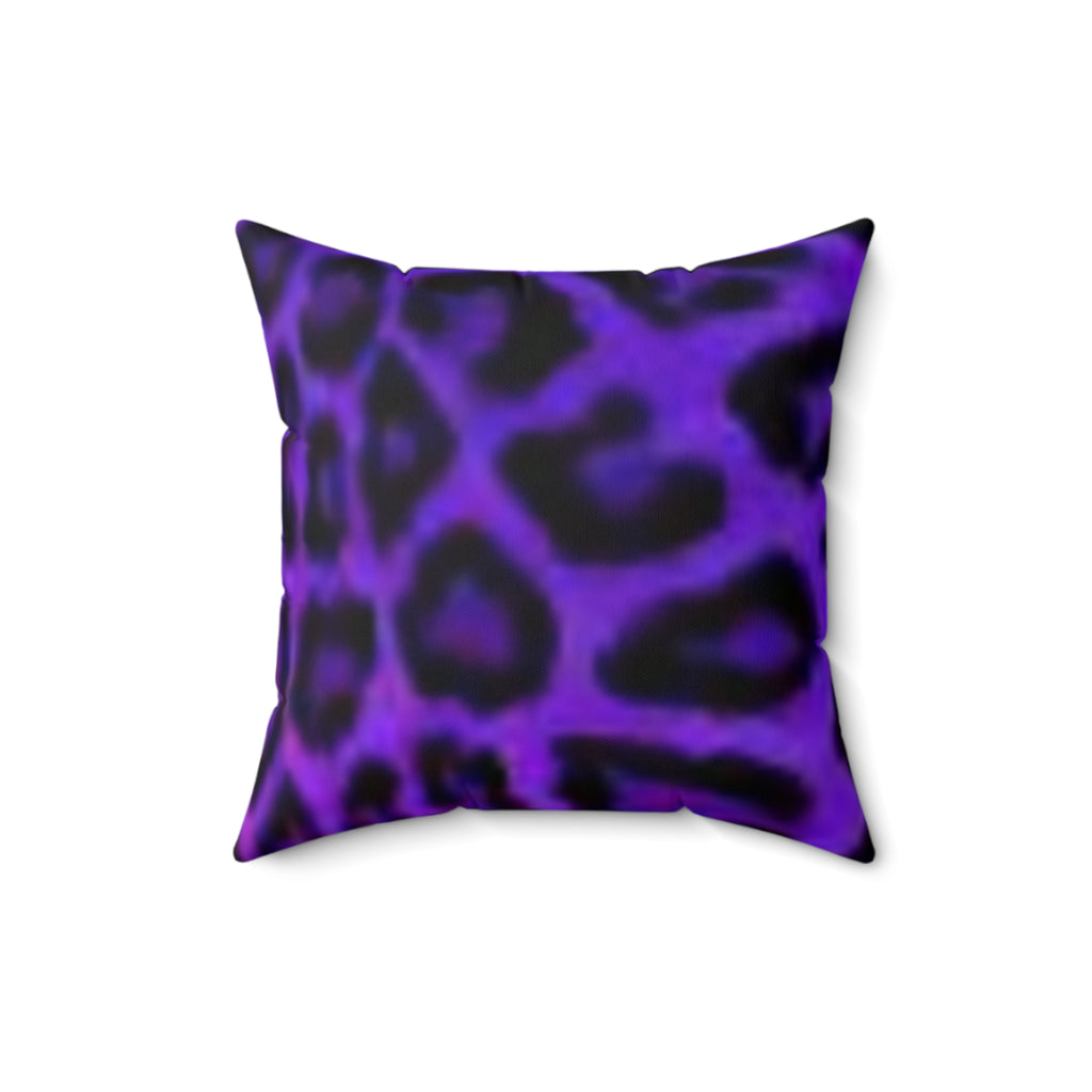 Leopard Face Faux Suede Pillow — Purple Animal Print Accent Cushion