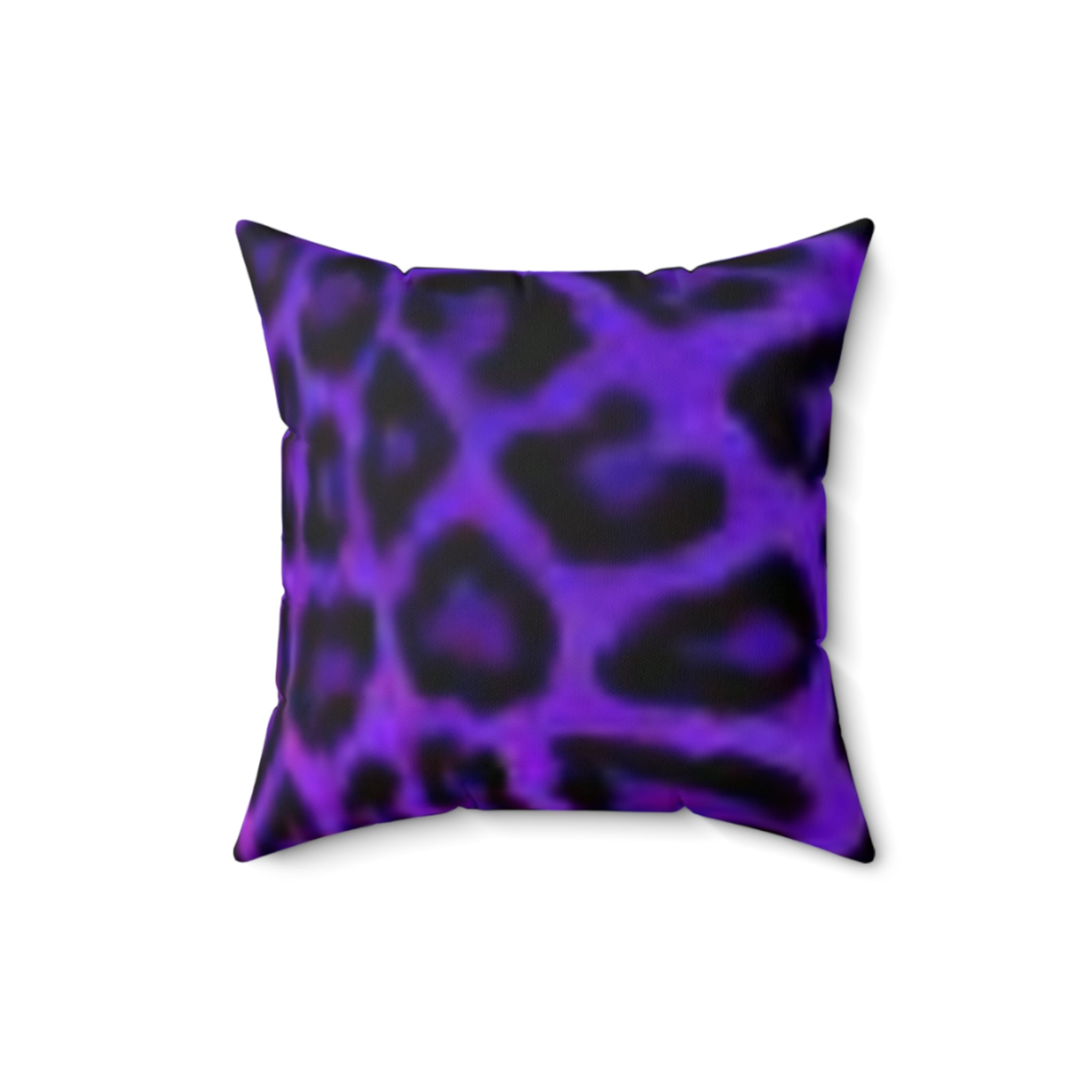Leopard Face Faux Suede Pillow — Purple Animal Print Accent Cushion