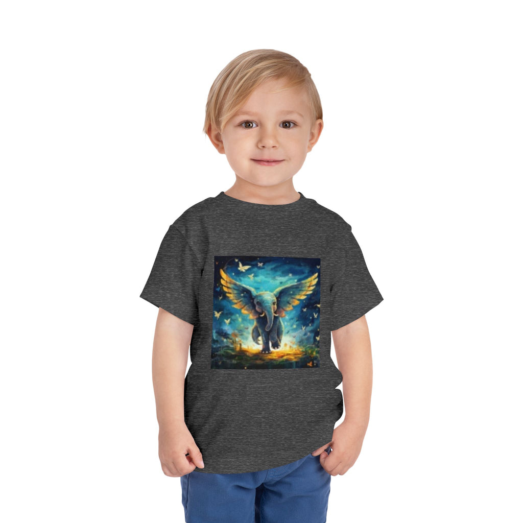 Toddler Tee — Angelic Flying Elephant Graphic Kids Shirt