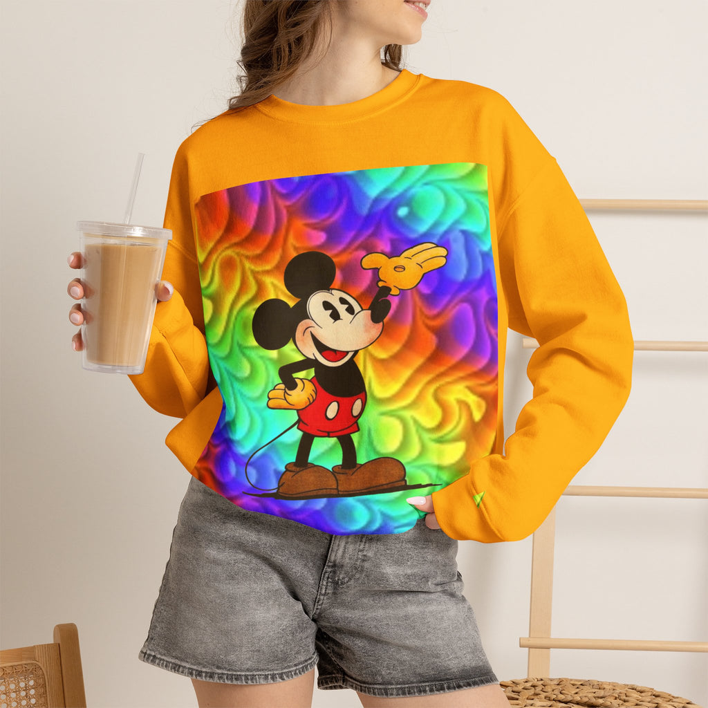 Mickey Mouse Rainbow Colors Unisex Heavy Blend Crewneck Sweatshirt