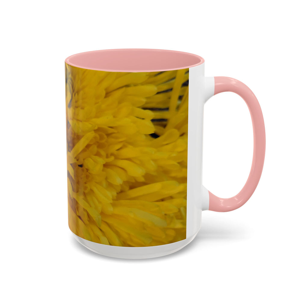 Yellow Chrysanthemum Accent Coffee Mug — Floral 11/15oz Tea Cup