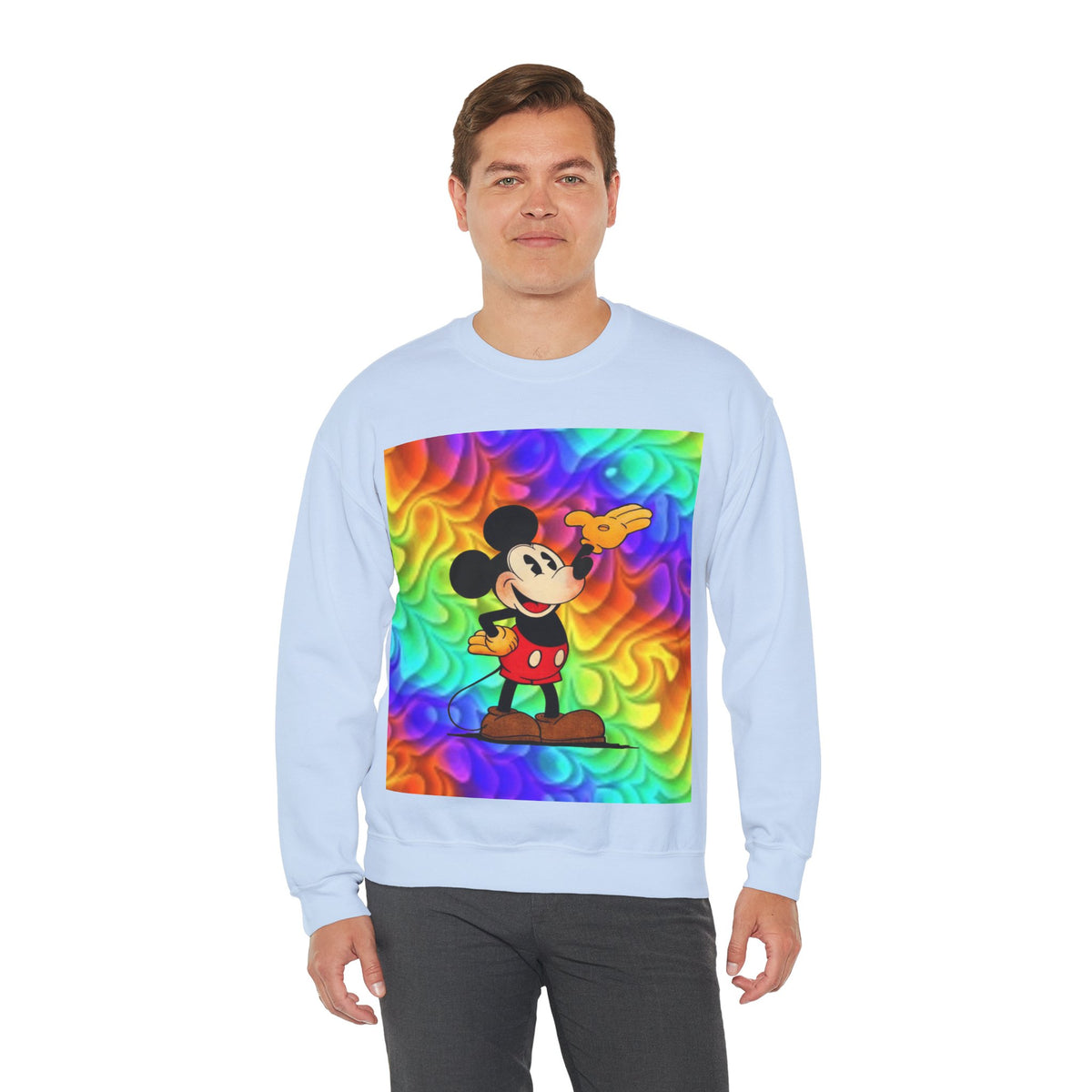 Mickey Mouse Rainbow Colors Unisex Heavy Blend Crewneck Sweatshirt