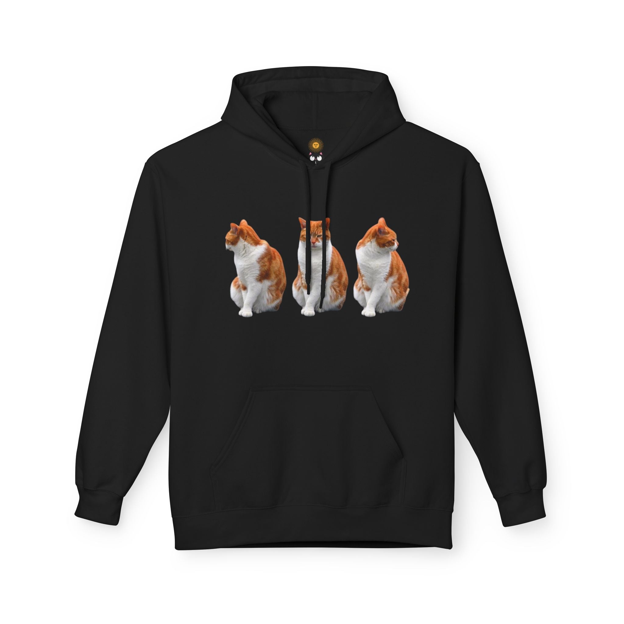 Sweat à capuche pour femmes trio de chats mignons – Imprimé fantaisiste chats orange et noir