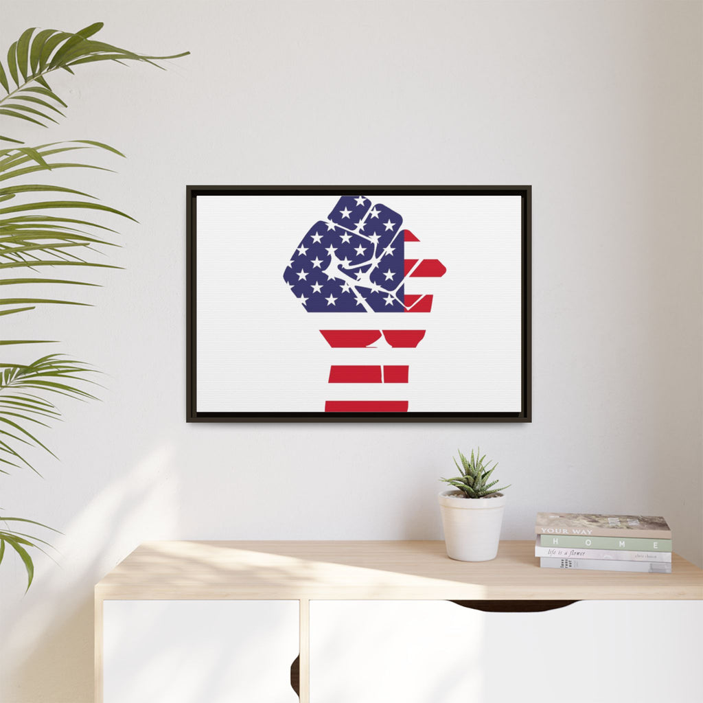 Framed Canvas Print – American Flag Fist Wall Art