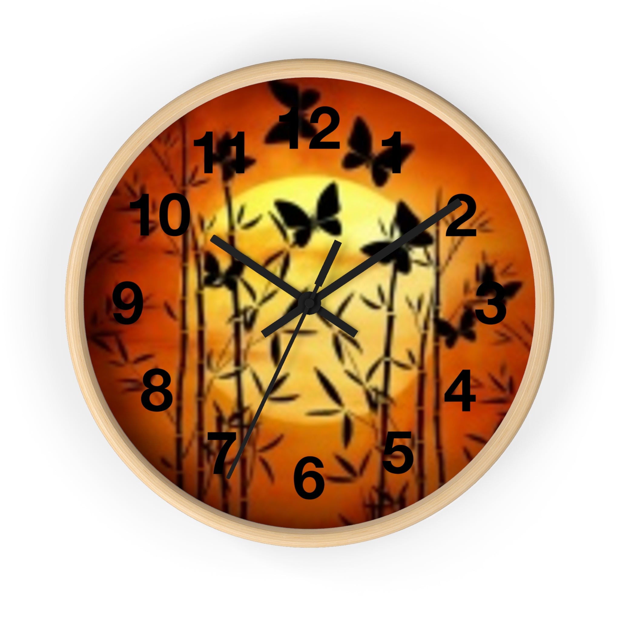 Butterfly Sunset Wall Clock — Bamboo Silhouette Home Decor