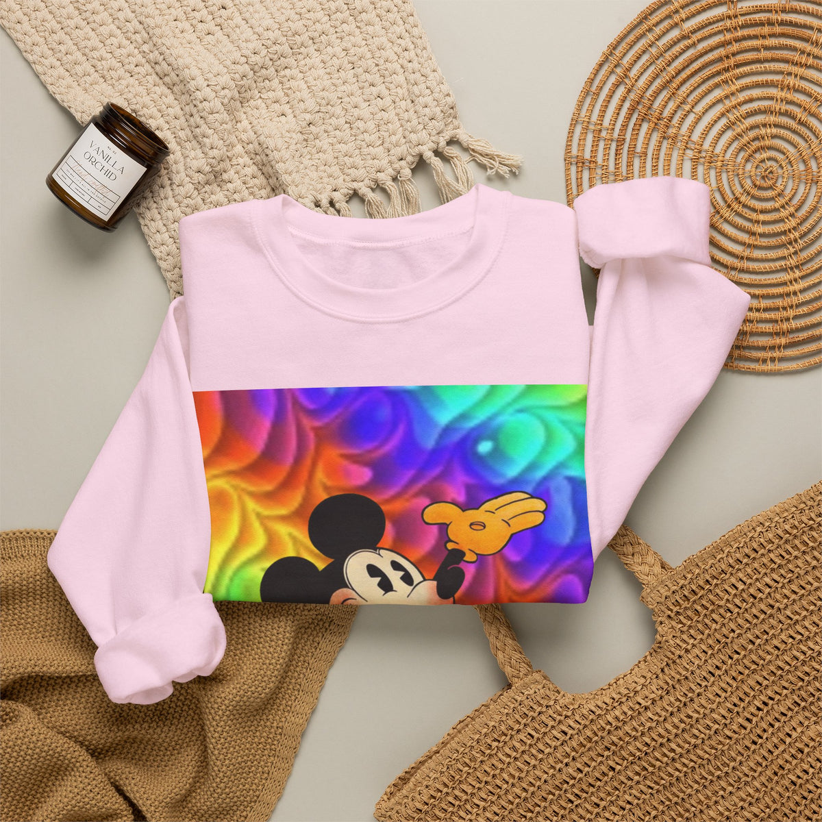 Mickey Mouse Rainbow Colors Unisex Heavy Blend Crewneck Sweatshirt