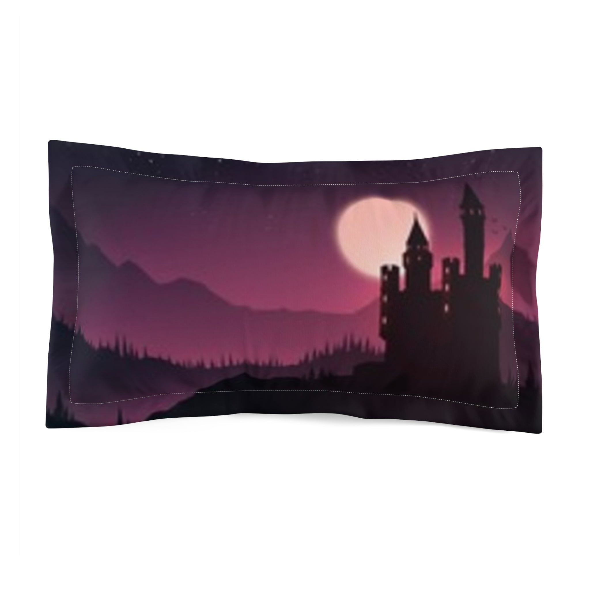 Castle Moon Pillow Sham — Gothic Purple Castle Landscap Pillow Sham